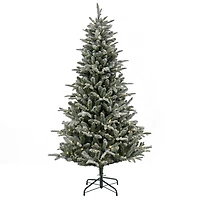 6ft. Pre-Lit Snowy Libby Fir Artificial Christmas Tree, Warm White LED Lights