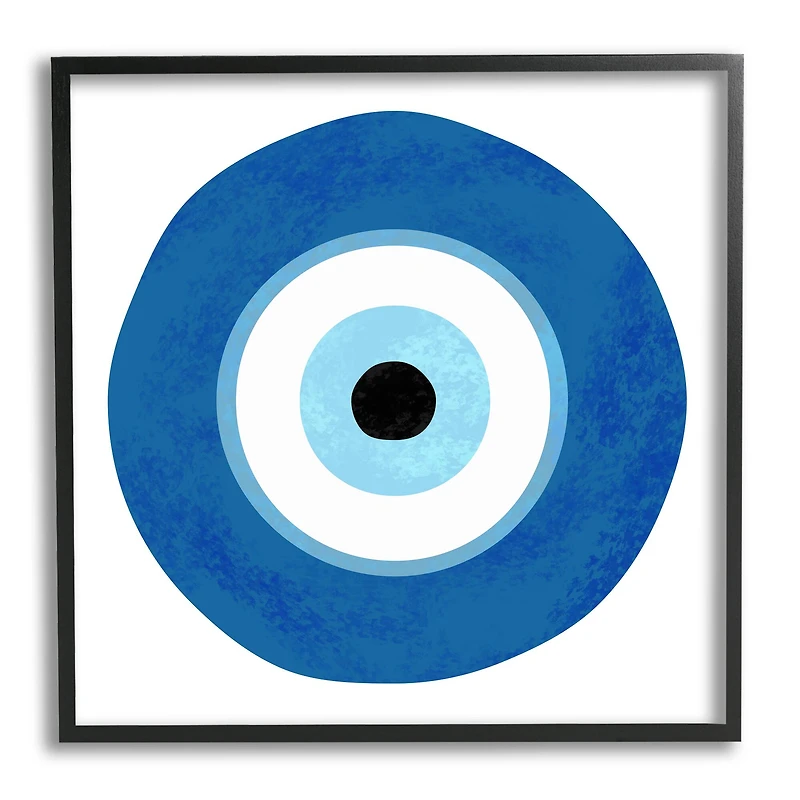 Stupell Industries Eye Centric Bold Blue Abstract Circular Dominant Shapes Framed Wall Art