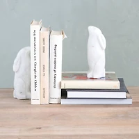 Hello Honey® 6.5" White Rabbit Hand Carved Marble Bookends Set