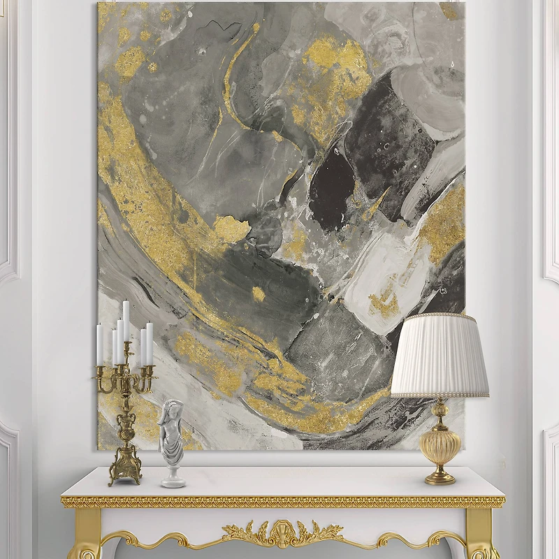Designart - Marble Gold and Black II