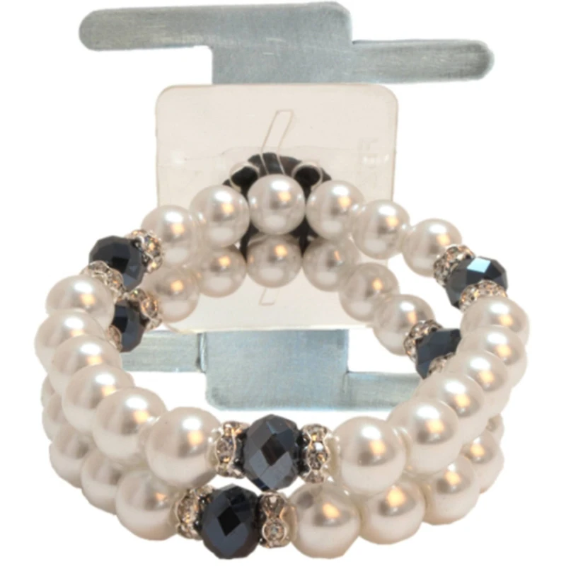 JAM Paper Black Sweetness Beaded Flower Bracelet