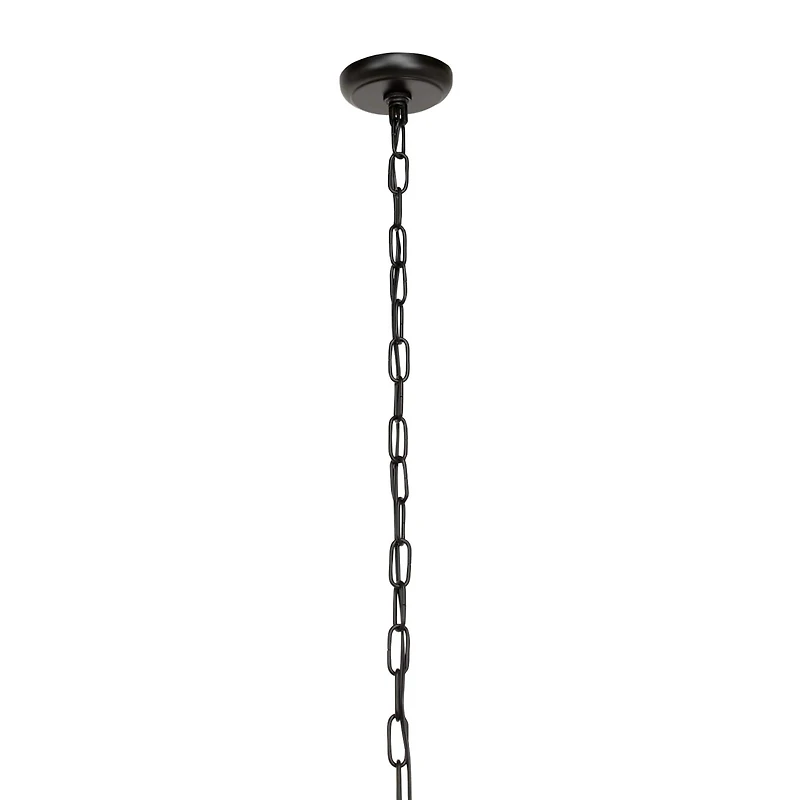 Black Iron Glam Drum Chandelier, 13" x 24" x 24"