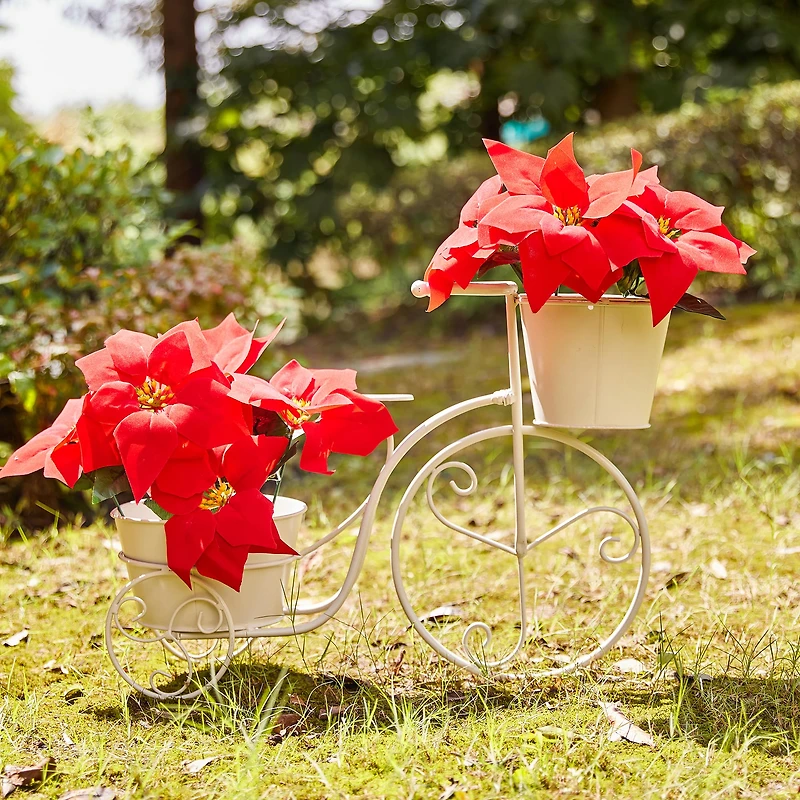 Glitzhome® 21.5'' White Metal Bicycle Plant Stand