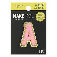 Mini Pink Chenille Letter Iron On & Adhesive Patch by Make Market