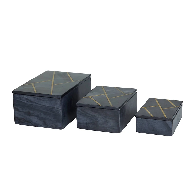 Black Marble Modern Boxes, 3ct.