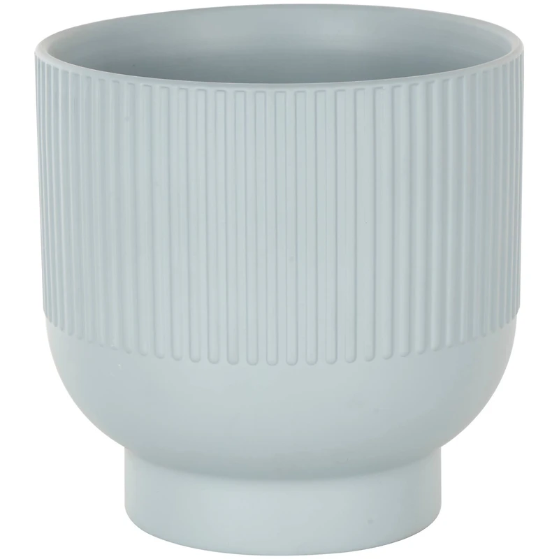 Light Blue Ceramic Planter with Tapered Base Set