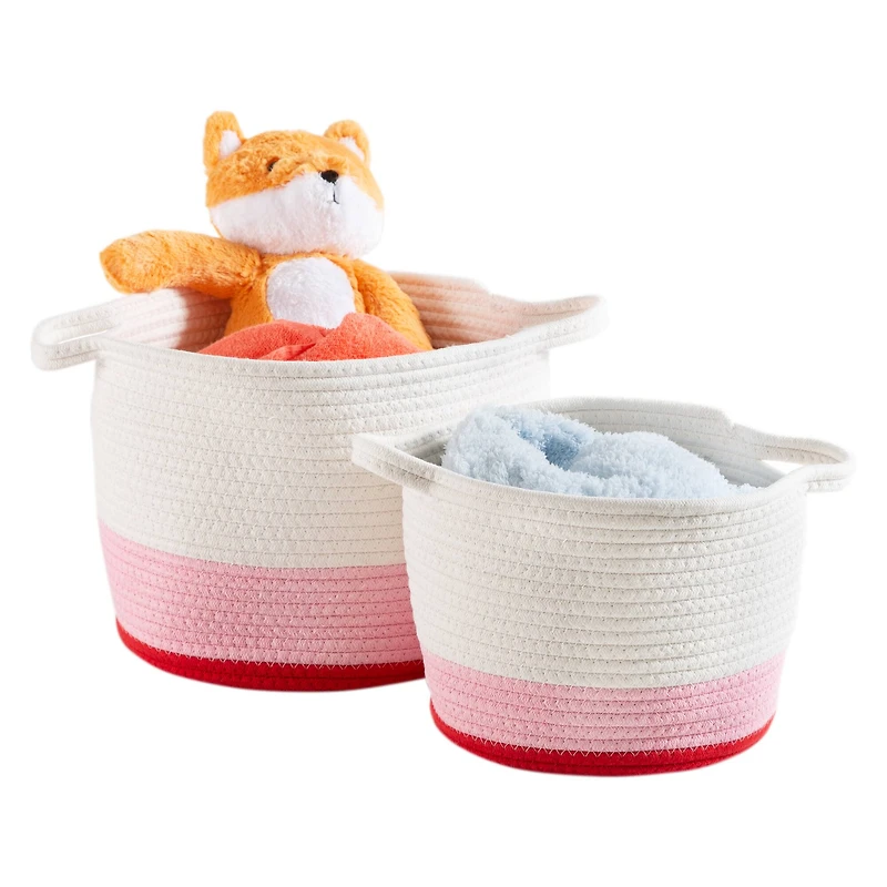 Honey Can Do Red & White Ombré Nesting Cotton Rope Storage Basket Set