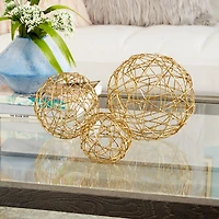 CosmoLiving by Cosmopolitan Gold Metal Contemporary Geometric Sculpture Set