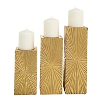 CosmoLiving by Cosmopolitan Gold MDF Contemporary Candle Holder, 12" x 10" x 8"