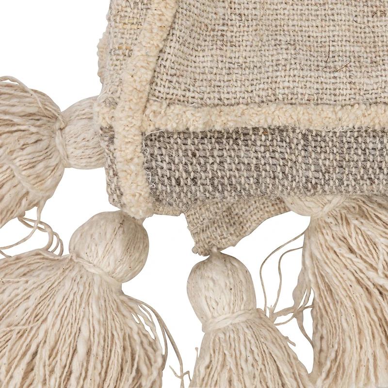 Hello Honey® Natural & Gray Patchwork Throw Blanket with Tassels