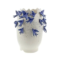 White Ceramic Coastal Vase, 12" x 9" x 9"