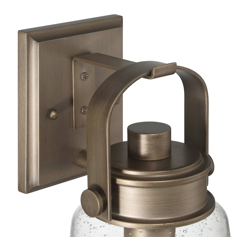 Hello Honey® Gage Tuscan Gold Industrial Tapered Seedy Glass & Metal Wall Mounted Outdoor Light