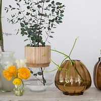 Hello Honey® 9.75" Brown Round Fluted Glass Vase
