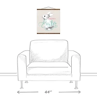 Happy Easter Sketch Bunny Teak Hanging Canvas