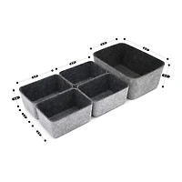 Welaxy Felt 5 Piece Drawer Organizer Bins