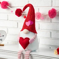Glitzhome® 28.25" Fabric Valentine's Gnome Shelf Sitter with Dangling Legs