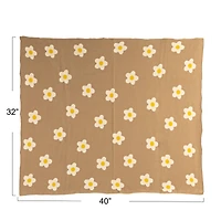 Hello Honey® Brown & White Flowers Cotton Knit Baby Blanket
