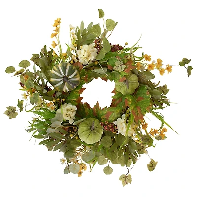 24" Pumpkins & Berries Artificial Fall Harvest Twig Wreath
