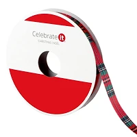 3/8" x 12ft. Red Tartan Ribbon by Celebrate It® Christmas