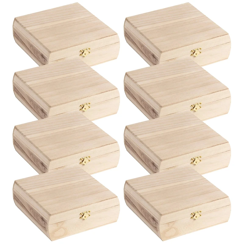 8 Pack: 7.25" Curved Sides Wooden Box by Make Market®