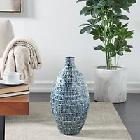 22" Blue Mother of Pearl Handmade Mosaic Inspired Vase