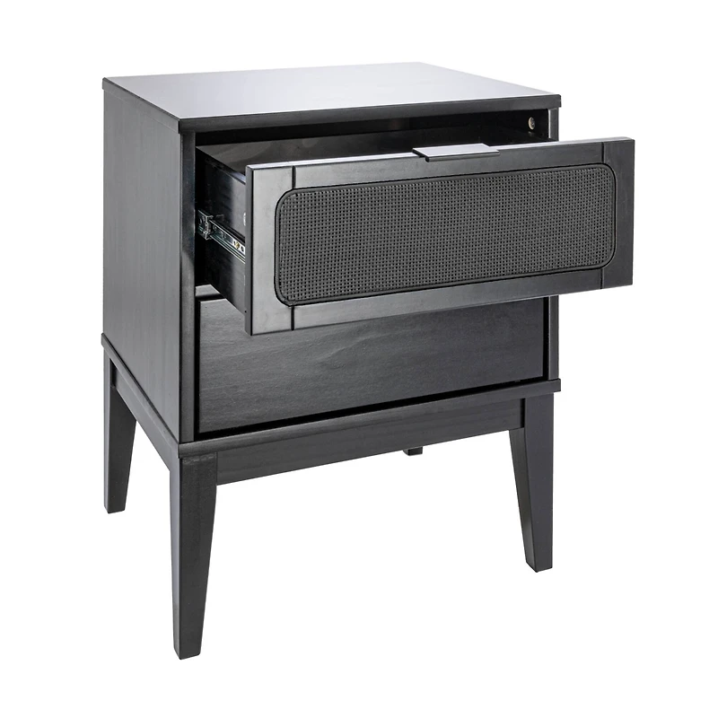 Hello Honey® Crawford 24" Nightstand with Storage Drawers and Natural Woven Cane Detail