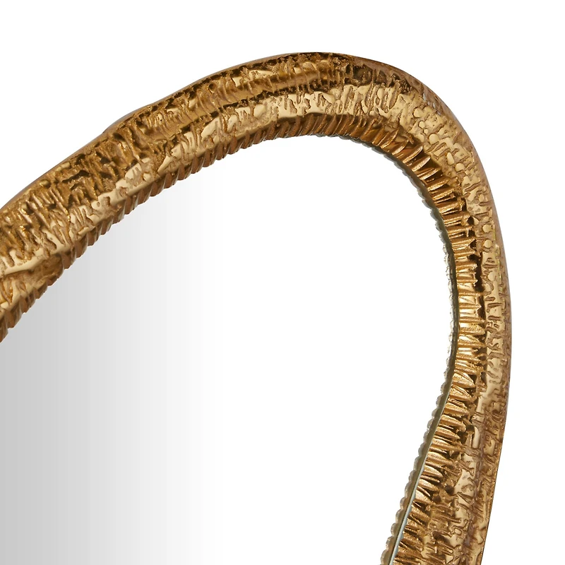 Gold Aluminum Contemporary Abstract Wall Mirror, 23" x 1" x 35"