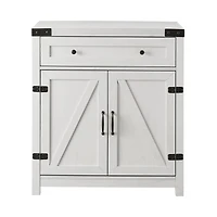 Walker Edison Brushed White Farmhouse Barn Door Accent Cabinet