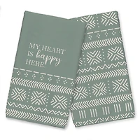 Sage Happy Heart Tea Towel Set
