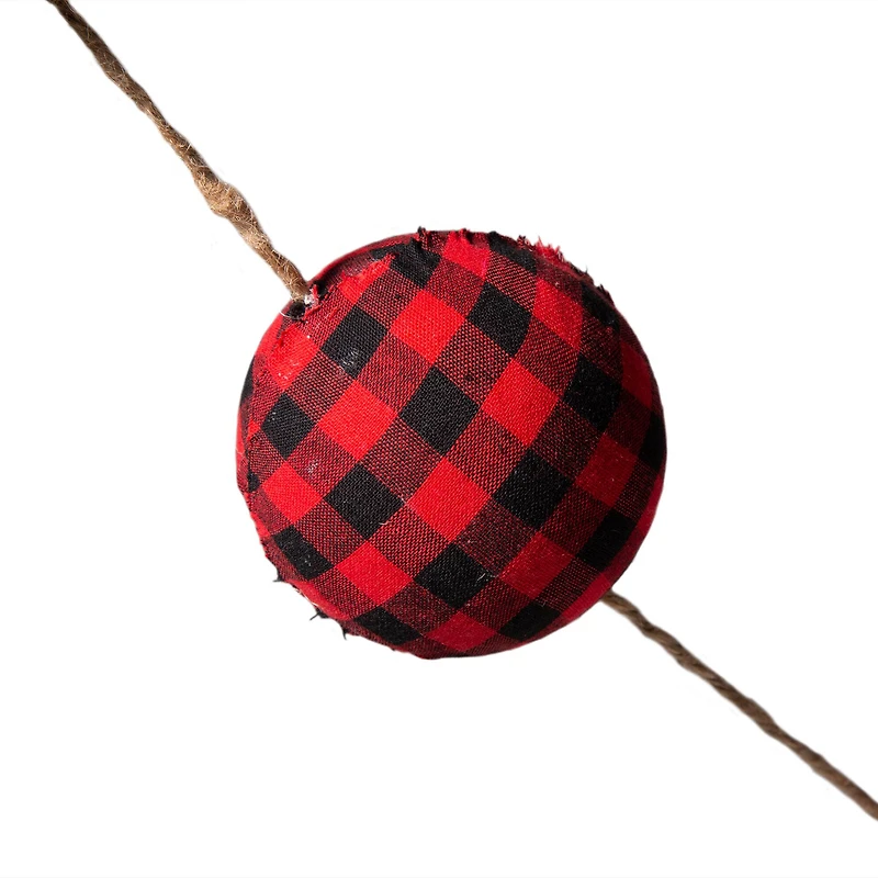 Glitzhome® 6ft. Red & Black Plaid Fabric Garland, 2ct.