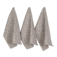 Leather Brown And Off-White Tonal Recycled Cotton Waffle Dishtowel (Set of 3)