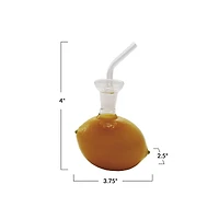 Hello Honey 4-Ounce Glass Lemon Shaped Oil Cruet with Stopper, Yellow
