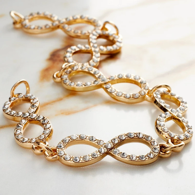 12 Pack:  Gold Rhinestone & Metal Infinity Beads, 32mm by Bead Landing™
