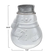 Hello Honey® 10.25" Antique White Stoneware Snowman Shaped Plate with Reactive Glaze