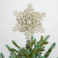 Hello Honey® 13" Champagne Plastic & Metal Snowflake Tree Topper with Glitter
