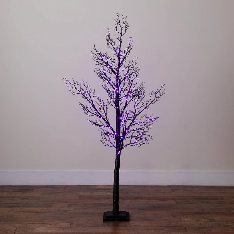 5ft. Pre-Lit Halloween Minimalist Twig Artificial Fall Tree with 240 Orange & Purple LED Lights