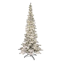 6.5 ft Pre-Lit Flocked Whistler Artificial Pine Tree, Warm White LED Lights