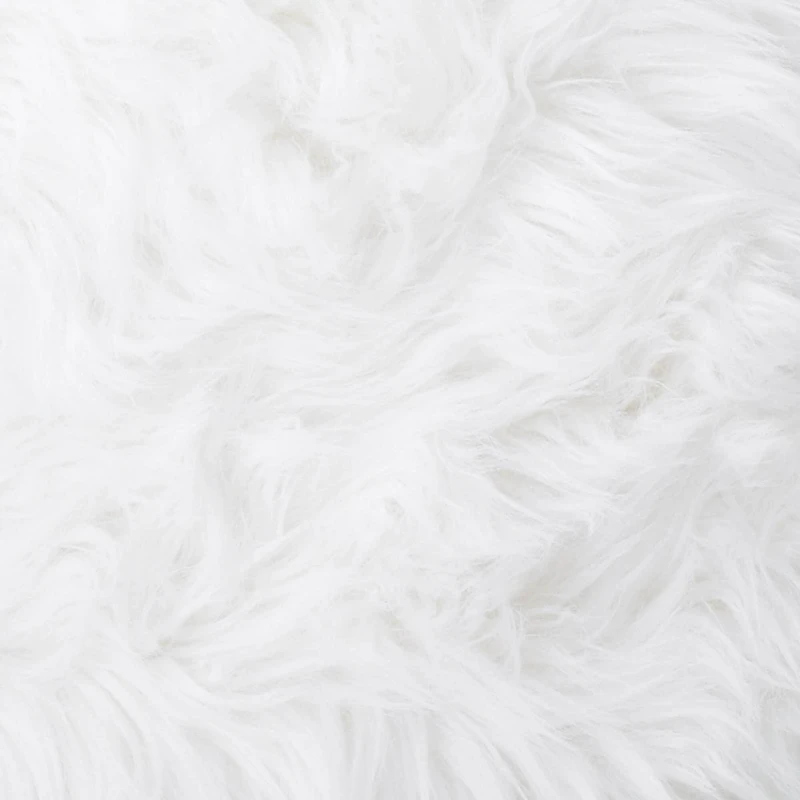 12" Fuzzy White Ottoman Pouf