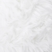 12" Fuzzy White Ottoman Pouf