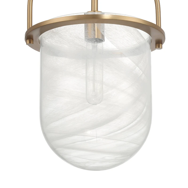 Hello Honey® Beatrice Gold & White Mid-Century Modern Handmade Marbleized Glass & Metal Ceiling Light