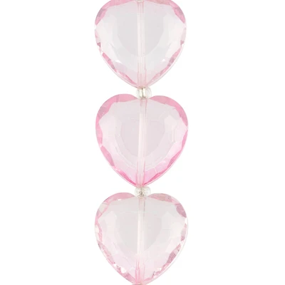 Pink Glass Heart Beads, 22mm by Bead Landing™