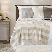 Artichoke / Off White Cabana Stripe Throw