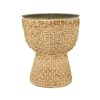 Brown Seagrass Bohemian Accent Table 24" x 20" x 20"