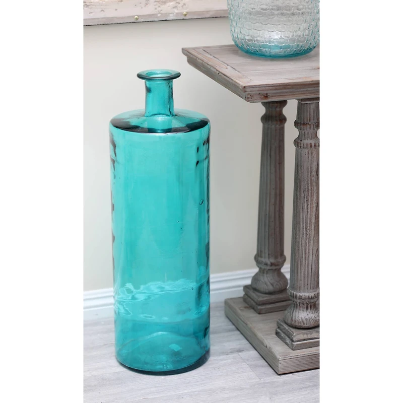 30" Blue Coastal Glass Vase
