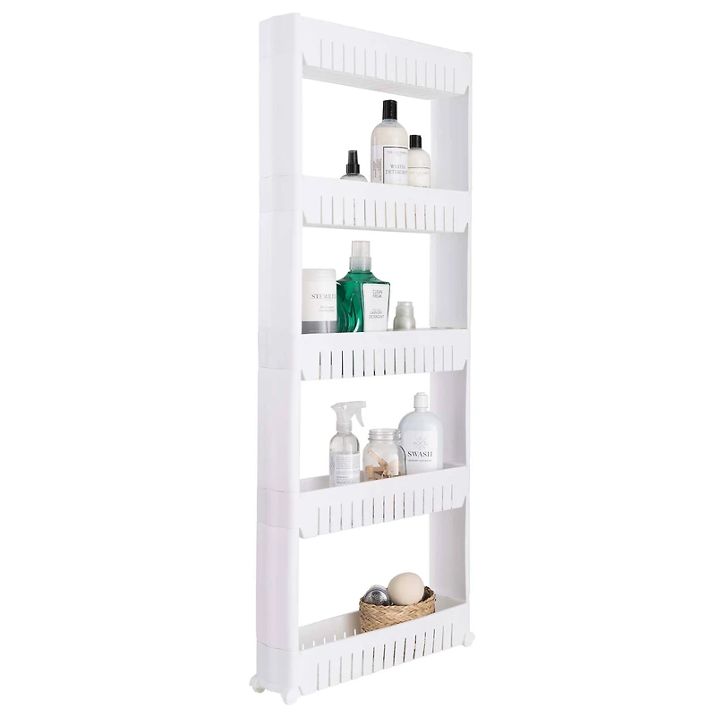 Simplify 5-Tier Slim Slide-Out White Storage Cart