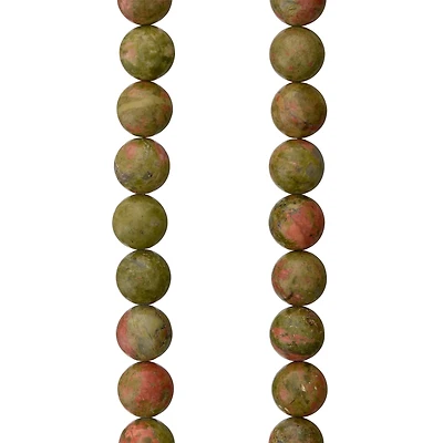 12 Pack: Green Unakite Round Beads, 8mm by Bead Landing™