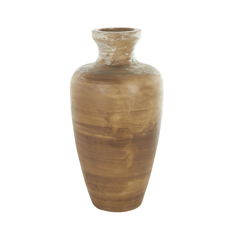Brown Ceramic Antique Style Distressed Patina Vase