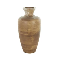 Brown Ceramic Antique Style Distressed Patina Vase