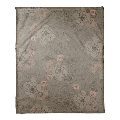 Multi Floral Coral Fleece Blanket