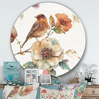 Designart - Farmhouse Bird on Flower Branch